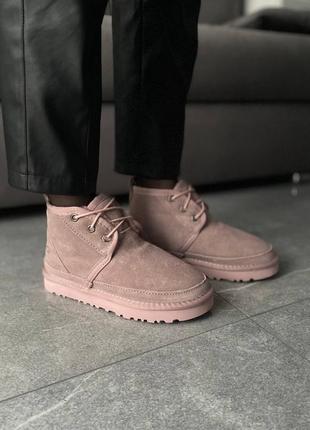 Уггі замшеві ugg neumel pink, чоботи зимові жіночі