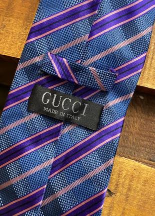 Мужской шелковый полосатый галстук gucci (гуччи идеал оригинал разноцветный)2 фото
