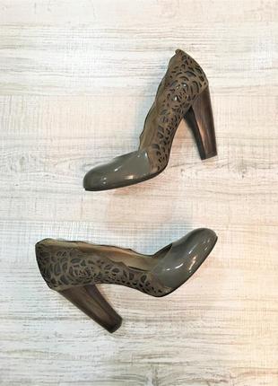 Туфли лаковые бежевые коричневые на высоких каблуках respect, 37 р.4 фото