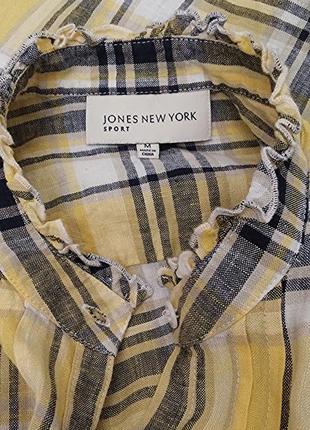 Jones new york sport, рубашка блуза клетка лен3 фото