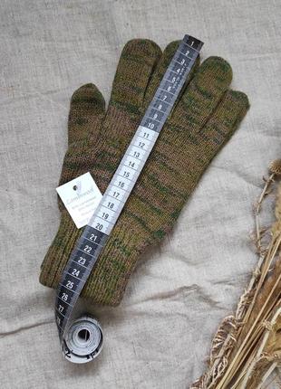 Женские / мужские теплые шерстяные перчатки зеленые меланжевые вязаные имталия lambswool3 фото