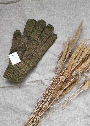 Женские / мужские теплые шерстяные перчатки зеленые меланжевые вязаные имталия lambswool