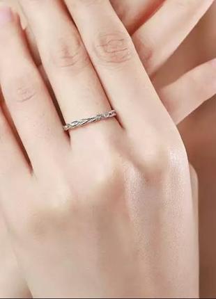 Серебряное, плетеное колечко 3