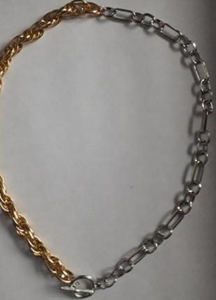 Незвичайне кольє ланцюжок чокер ланцюжок у сріблі та золоті