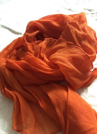 Жатый оранжевый шарф5 фото