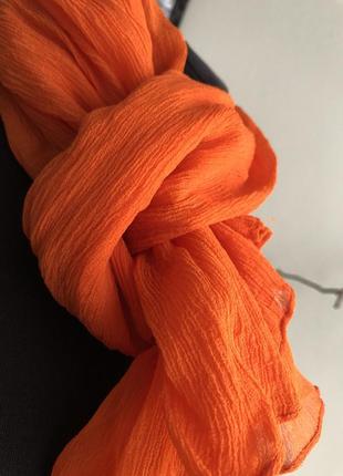 Жатый оранжевый шарф8 фото