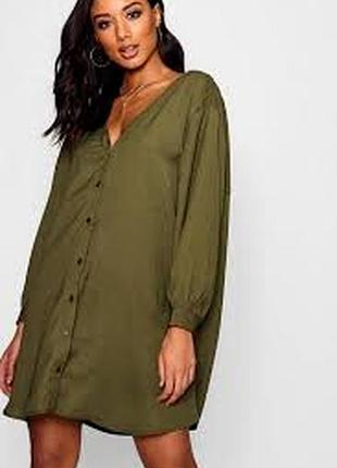 Стильное платье оверсайз свободного кроя цвета  хаки  boohoo