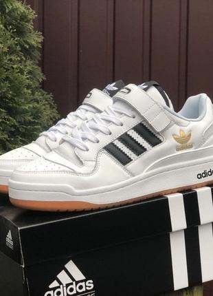 Мужские бело-черные кожаные кроссовки с липучкой adidas🆕 кеды-кроссовки адидас