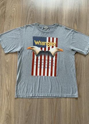 Вінтажна чоловіча бавовняна футболка з принтом wrangler usa flag