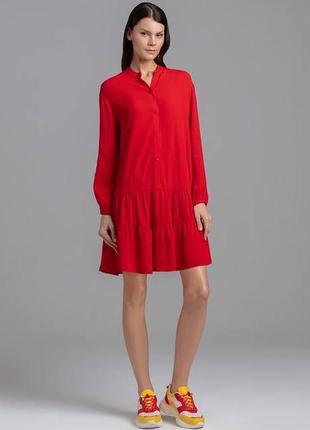 Новое красное платье жатка мини