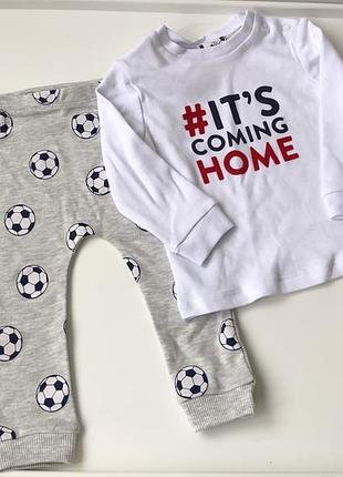 Хлопковий костюм george 9-12 міс 74-80 см 12-18 міс 80-86 см 18-24 міс 86-92 см штани кофта реглан комплект домашній піжама