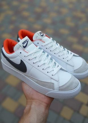 Чоловічі білі з чорним  шкіряні кеди nike blazer low🆕 кеди найк блейзер6 фото