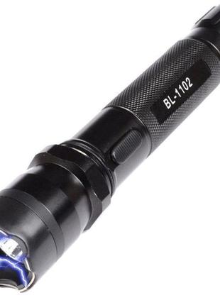 Ручний ліхтар світлодіодний bailong bl-1102 акумуляторний ліхтарик для туризму тактичний чорний електрошокер шокер1 фото