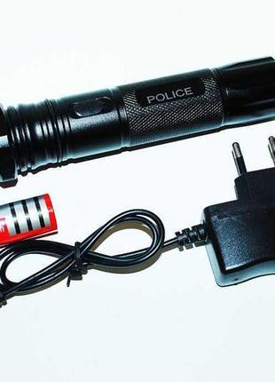 Ручний ліхтар світлодіодний bailong bl-1102 акумуляторний ліхтарик для туризму тактичний чорний електрошокер шокер