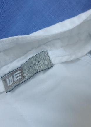 Белые льняные широкие штаны, we men, p. m-l7 фото