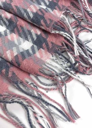 Теплий вовняний шерстяний кашеміровий шарф палантин в гусячу лапку новий якісний