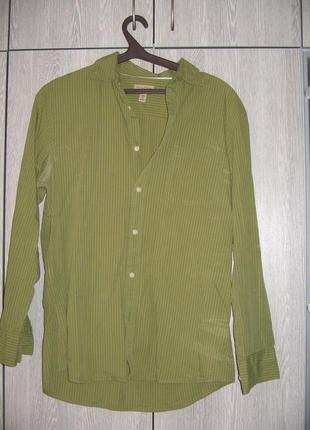 Рубашка зеленая в мелкую полоску sonoma
