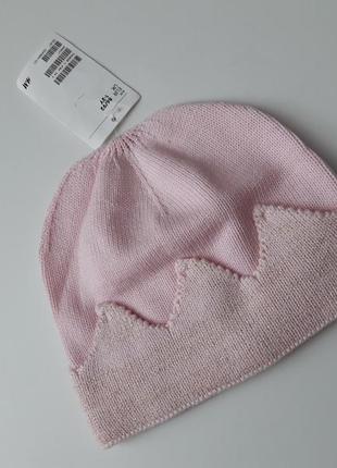 Демисезонная шапка на девочку "корона" от h&m,р.86-92