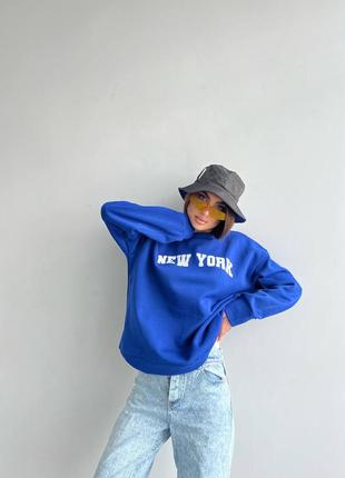 Женское теплое худи свитер xs, s, m цвет електрик, голубой6 фото