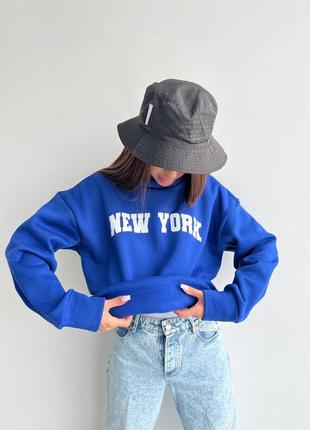 Женское теплое худи свитер xs, s, m цвет електрик, голубой2 фото