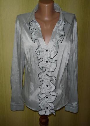 Крвсивая женская блуза с оборками в полоску блузка блузочка батник рубашка р.46/488 фото
