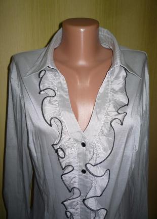 Крвсивая женская блуза с оборками в полоску блузка блузочка батник рубашка р.46/4810 фото