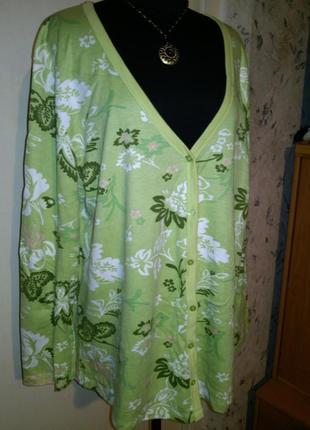 Натуральная-100% хлопок,трикотажная блузка-кофточка,большого размера