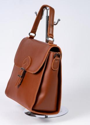 Жіноча сумка портфель руда сумка теракотова середнього розміру сумка на короткій ручці2 фото