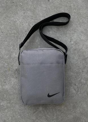 Серая барсетка nike one через плечо мужская сумка найк