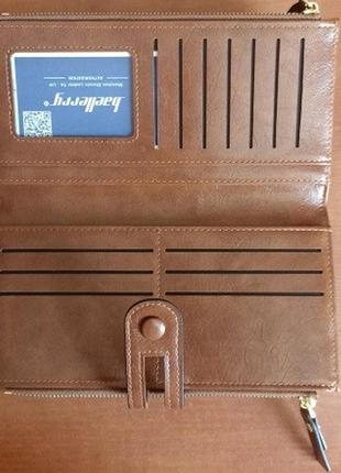 Женский кошелек клатч с карманами для карт коричневый5 фото