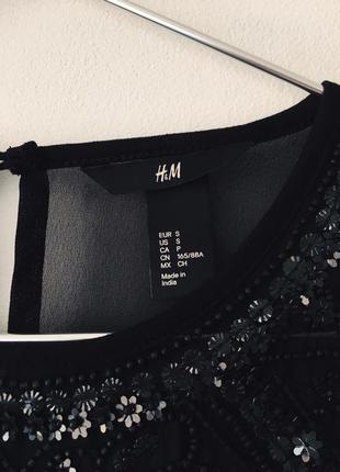 Нарядная черная кофта расшитая бисером и пайетками h&m черный джемпер в бисере и пайетках6 фото