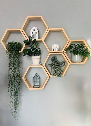 Полки древесные 🌲 "соти" 🐝