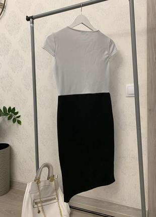 Качественное миди платье черно белое3 фото