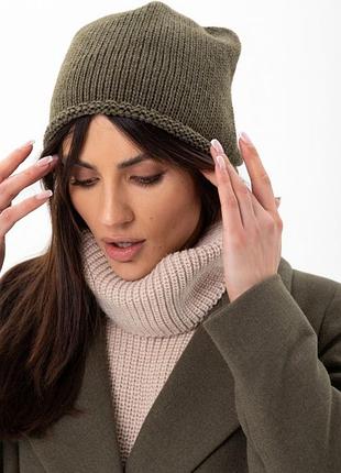 Шапка-біні хакі/чорна