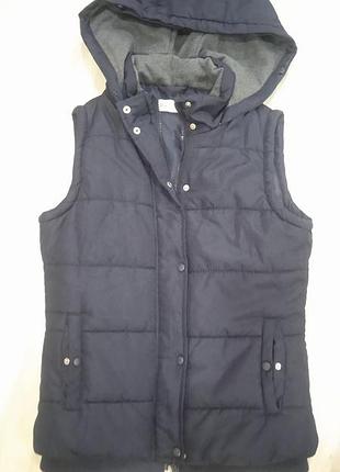 Жилет, безрукавка тепла темно-синя