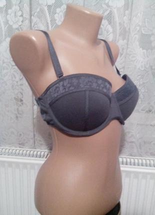 Стильний яскравий зручний бюстгальтер балконет коттоновый h&m 80d