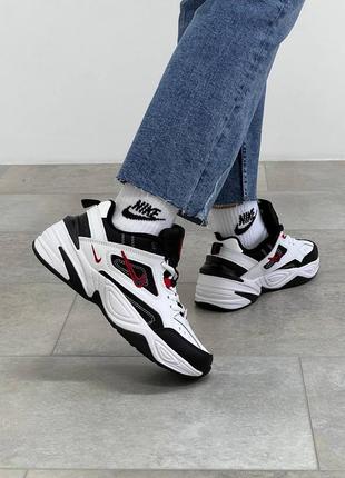 Женские кроссовки nike m2k tekno white red black4 фото