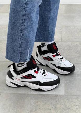 Женские кроссовки nike m2k tekno white red black1 фото