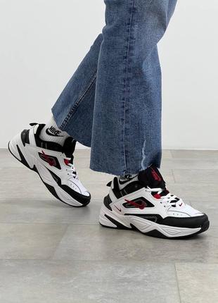 Женские кроссовки nike m2k tekno white red black7 фото