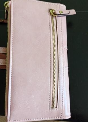 Длинный женский кошелёк клатч розовый7 фото