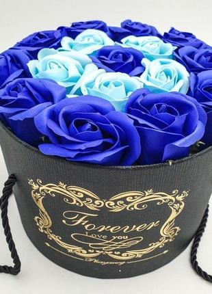Подарочный синий набор мыла из роз в коробке ,оригинальный подарок