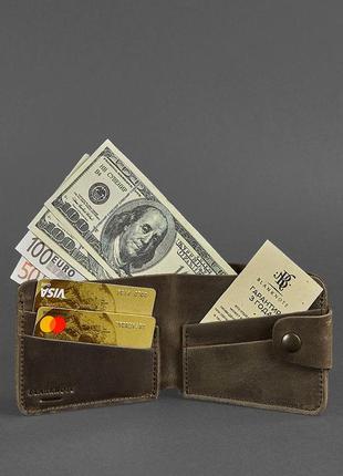 Жіночий шкіряний гаманець маленький портмоне подвійного складання з натуральної шкіри темно-коричневий5 фото