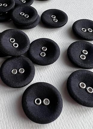 Пуговица ткань никель 2отв синяя 32мм металл