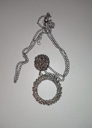 Красивое серебрянное колье подвеска на цепочке в форме буквы о5 фото