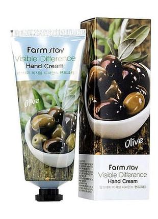 Крем для рук farm stay visible difference hand cream olive з екстрактом оливи, 100 мл