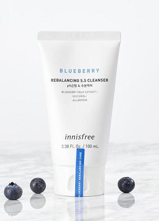 Пенка для умывания с экстрактом голубики innisfree blueberry rebalancing 5.5 cleanser