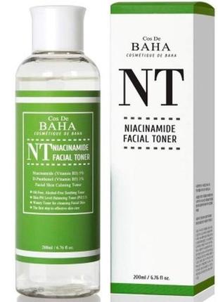 Тонер для обличчя з ніацинамідом cos de baha niacinamide 5% toner panthenol 1% (nt) toner 200 мл