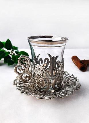 Турецкие стаканы (армуды) для чая (кофе) серебро7 фото