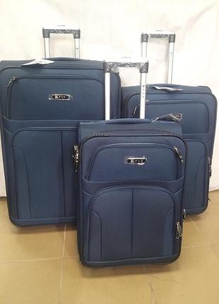 Комплект дорожных тканевых чемоданов из 3х шт на 2х колесах.