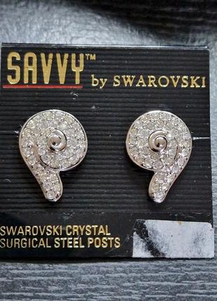 Винажные серьги с кристалами swarovski!1 фото